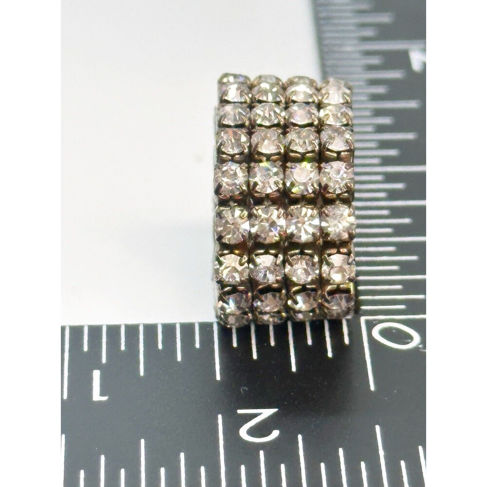 Crystal Rhinestone 4 Row Elastic Stretch Ring Sparkling